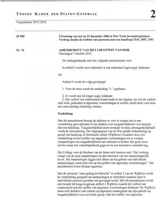 Amandement Otwin van Dijk PvdA ivm VN Verdrag